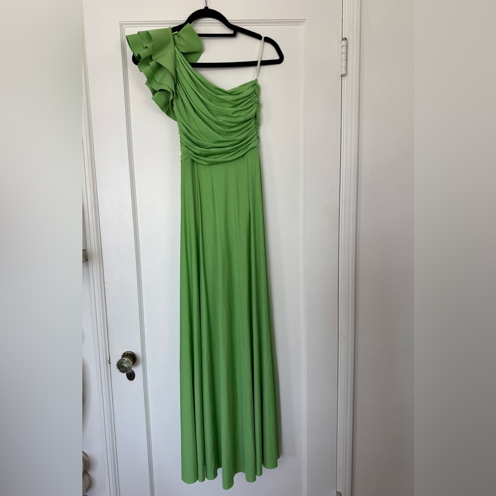 NWT Maygel Coronel Elegant One Shoulder Green Dress